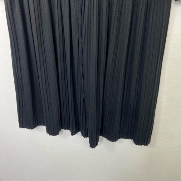 NWT J. Jill Black Pleated Drawstring-Waist Knit Dress 3/4 Sleeve Stretch Knit - Picture 5 of 14